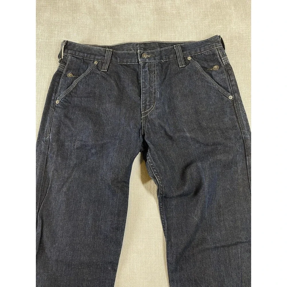 Levis 569 Jeans Mens 35x31 Blue Denim Loose Straight Zip Back Pockets Relaxed